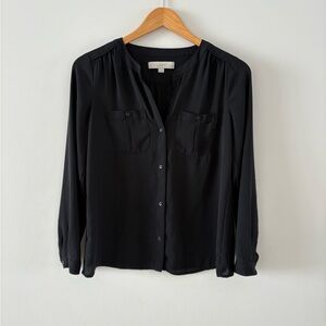 LOFT Women's Black Button Down Shirt